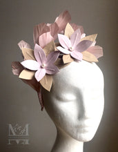 Calli - Pink & Nude Leather & Feather Fascinator - MM308