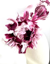 Lessie - Feather Flower Fascinator - Burgundy - MM724
