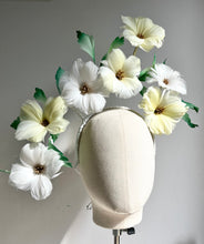 Caity - Lemon Yellow & White Floral Feather Fascinator