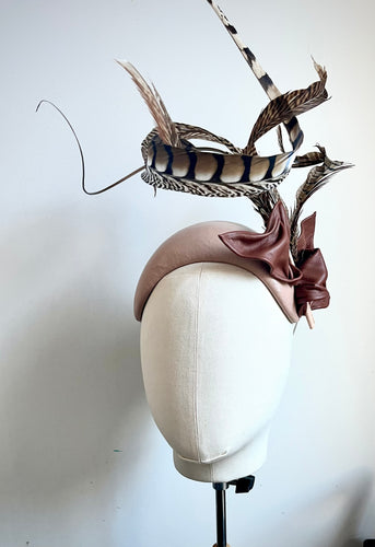 Lennox - Nude & Chocolate Leather Fascinator