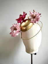 Peyton - Pink &  Gold Leather & Feather Fascinator