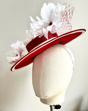 Izzie - Red & White Floral Boater Hat - MM1169