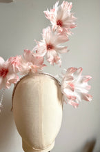 Pearce - Pink and White Feather Flower Fascinator