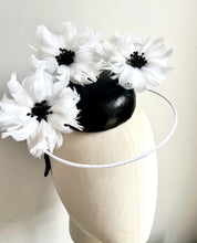 Peyton - Black & White Leather & Feather Fascinator