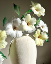 Caity - Lemon Yellow & White Floral Feather Fascinator