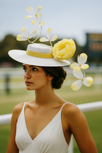 Alice - Yellow and White Boater Hat