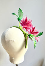 Shandi - Pink & Green Feather Fascinator