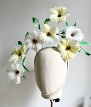 Caity - Lemon Yellow & White Floral Feather Fascinator