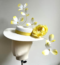 Alice - Yellow and White Boater Hat