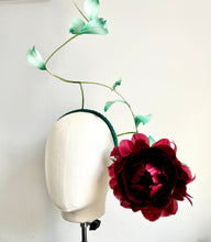Lissi - Burgundy Feather Flower Fascinator