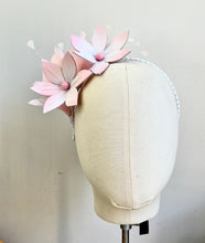 Addie - Pink  & White Leather & Feather Fascinator