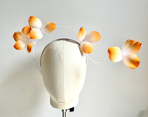 Sherri - Orange Feather Fascinator