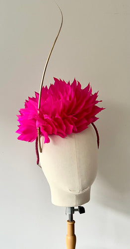 Derika - Hot Pink Feather Fascinator