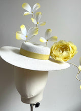 Alice - Yellow and White Boater Hat