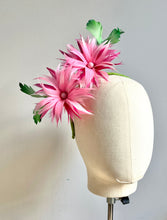 Shandi - Pink & Green Feather Fascinator