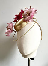 Peyton - Pink &  Gold Leather & Feather Fascinator