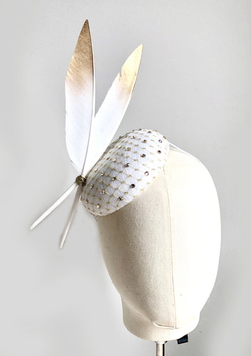 Elle - White & Gold Hat - MM1122