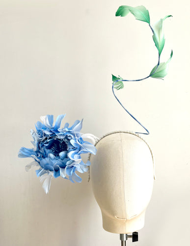 Eve - Blue Feather Flower Fascinator - MM1489