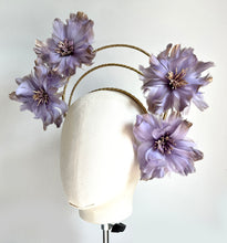 Heather - Lilac & Gold Feather Floral Fascinator