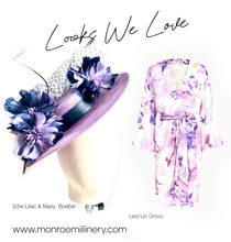 Izzie - Lilac & Navy Floral Boater Hat - MM1167