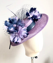 Izzie - Lilac & Navy Floral Boater Hat - MM1167