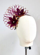 Adelaide - Burgundy & Rose Gold Leather Fascinator - MM987