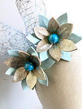 Adelaide - Blue & Gold leather Fascinator MM1046