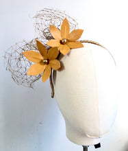 Mara - Mustard & Gold Leather Fascinator - MM1014