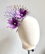 Adelaide - Lavender and White Leather Fascinator - MM967