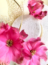 Izzie - White, Pink & Gold Floral Boater Hat - MM1167