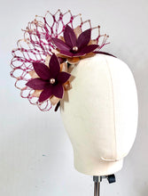 Adelaide - Burgundy & Rose Gold Leather Fascinator - MM987