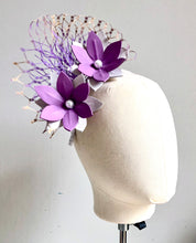 Adelaide - Lavender and White Leather Fascinator - MM967