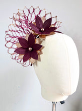 Adelaide - Burgundy & Rose Gold Leather Fascinator - MM987