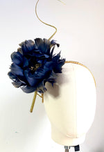 Mollie - Navy Feather Flower Fascinator MM1011