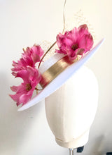 Izzie - White, Pink & Gold Floral Boater Hat - MM1167