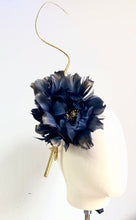 Mollie - Navy Feather Flower Fascinator MM1011