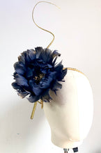 Mollie - Navy Feather Flower Fascinator MM1011