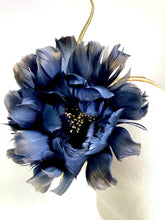 Mollie - Navy Feather Flower Fascinator MM1011