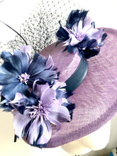 Izzie - Lilac & Navy Floral Boater Hat - MM1167