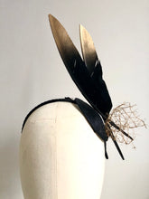 Lowrie - Black and Gold Feather Fascinator