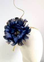 Mollie - Navy Feather Flower Fascinator MM1011