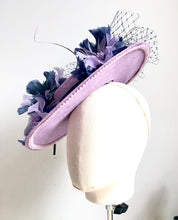 Izzie - Lilac & Navy Floral Boater Hat - MM1167