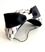 Aleece - Quilted Black & White Bandeau Headband - MM590