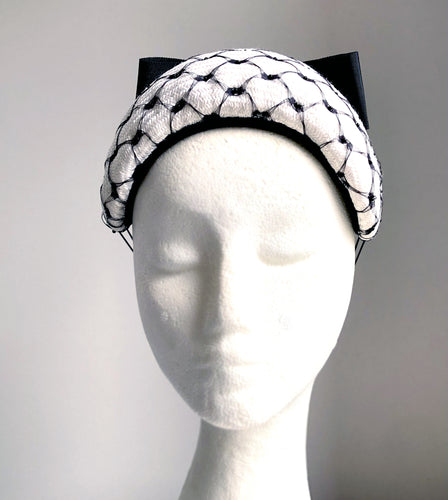 Aleece - Quilted Black & White Bandeau Headband - MM590