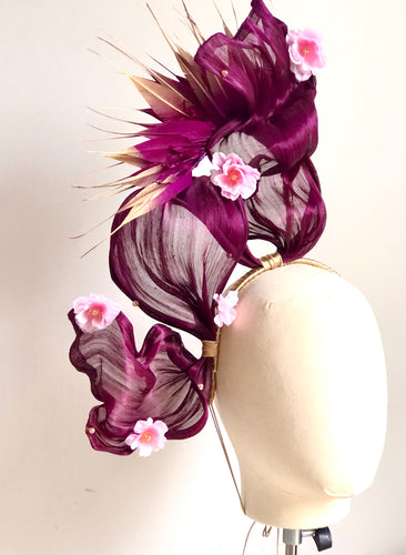 Avette - Purple Silk Fascinator - MM898