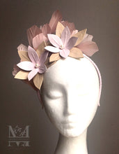 Calli - Pink & Nude Leather & Feather Fascinator - MM308