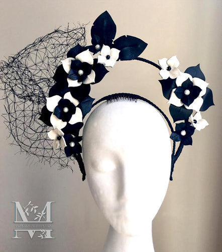 Charlotte - Black & White Halo Flower Crown - MM239