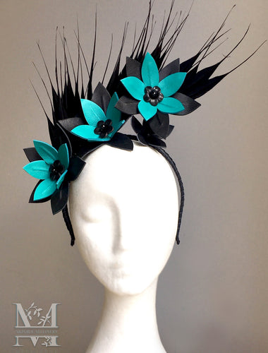 Chelsea - Leather & Feather Fascinator - MM299