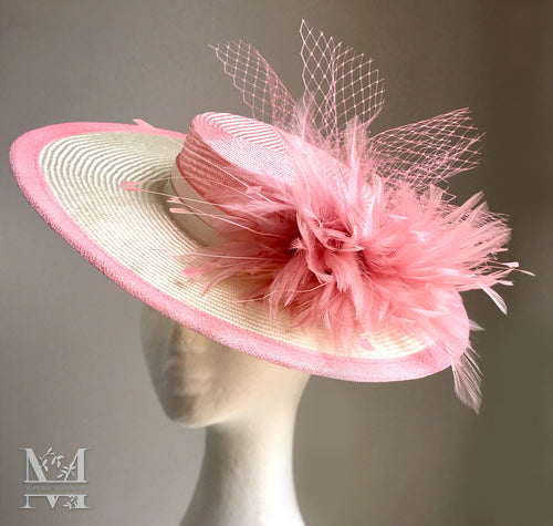 Emmy - Pink & Ivory Boater - MM323