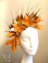 Georgie - Mustard & Gold Leather Fascinator - MM305